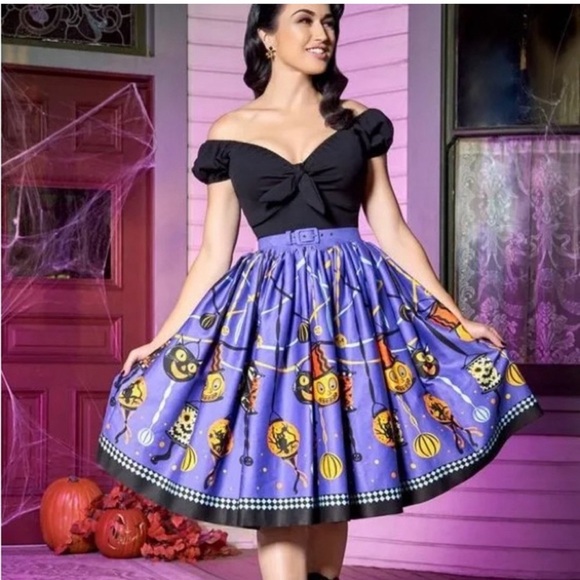 Pinup Couture Dresses & Skirts - Pinup Couture Halloween Pumpkin Skirt Size XL Purple Black